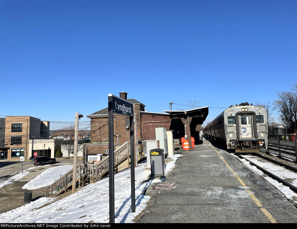 Very late running eastbound NJT Port Jervis Line express train heading to Hoboken passing Lyndhurst Station